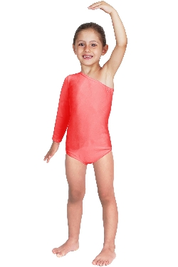 BODY DANZA LYCRA MONOSPALLA MANICA LUNGA ROSSO BABY